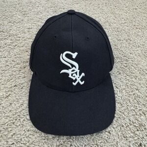 Vtg Chicago White Sox Hat Twins Enterprise 90s Strapback Wool Blend‎ Black Cap